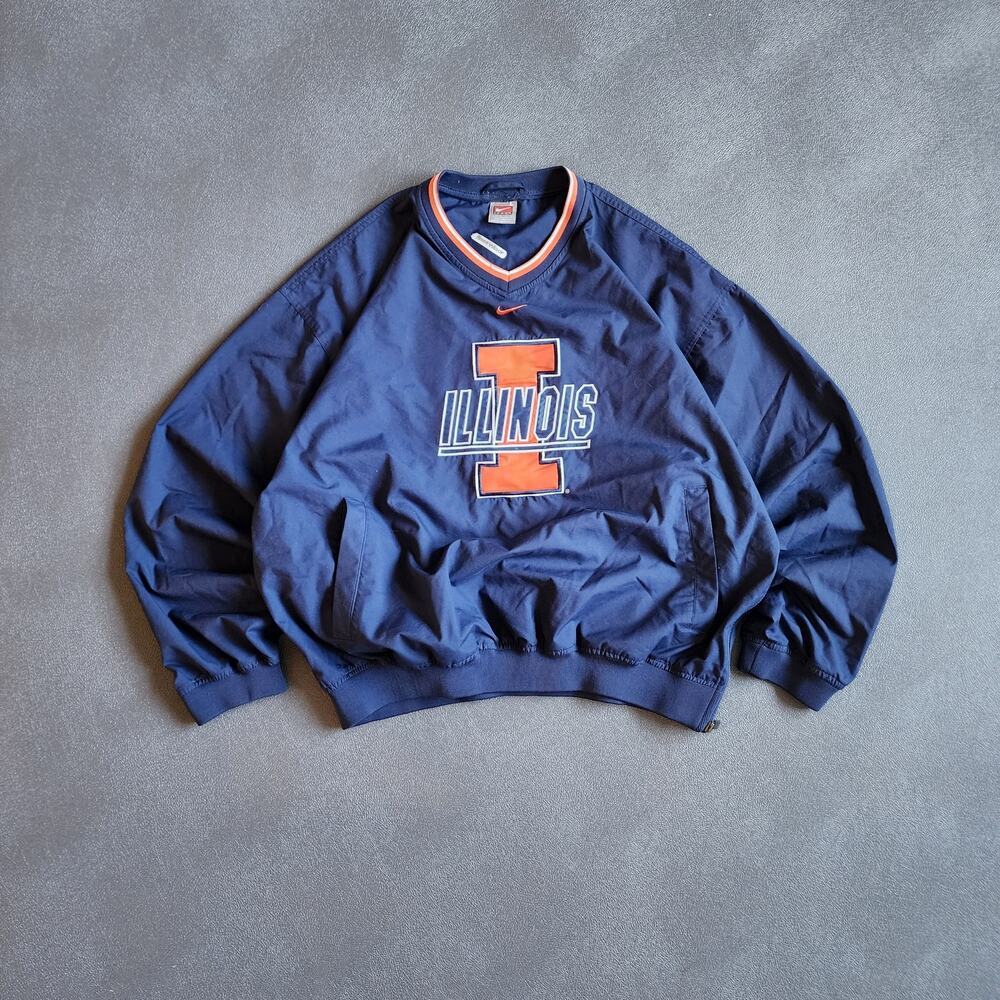 Vintage Nike Fighting Illini Illinois Center Swoosh Windbreaker Jacket Large